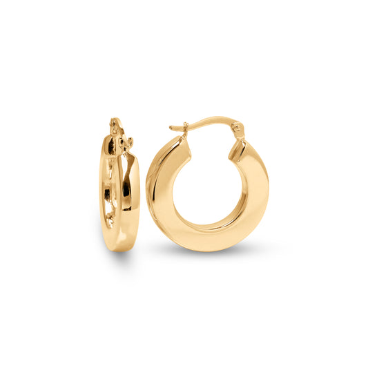 Elegant 14k Gold Thick Round Polished Hoop Earrings - 21mm - 3.5mm Thick - Extra polished Earrings For Her