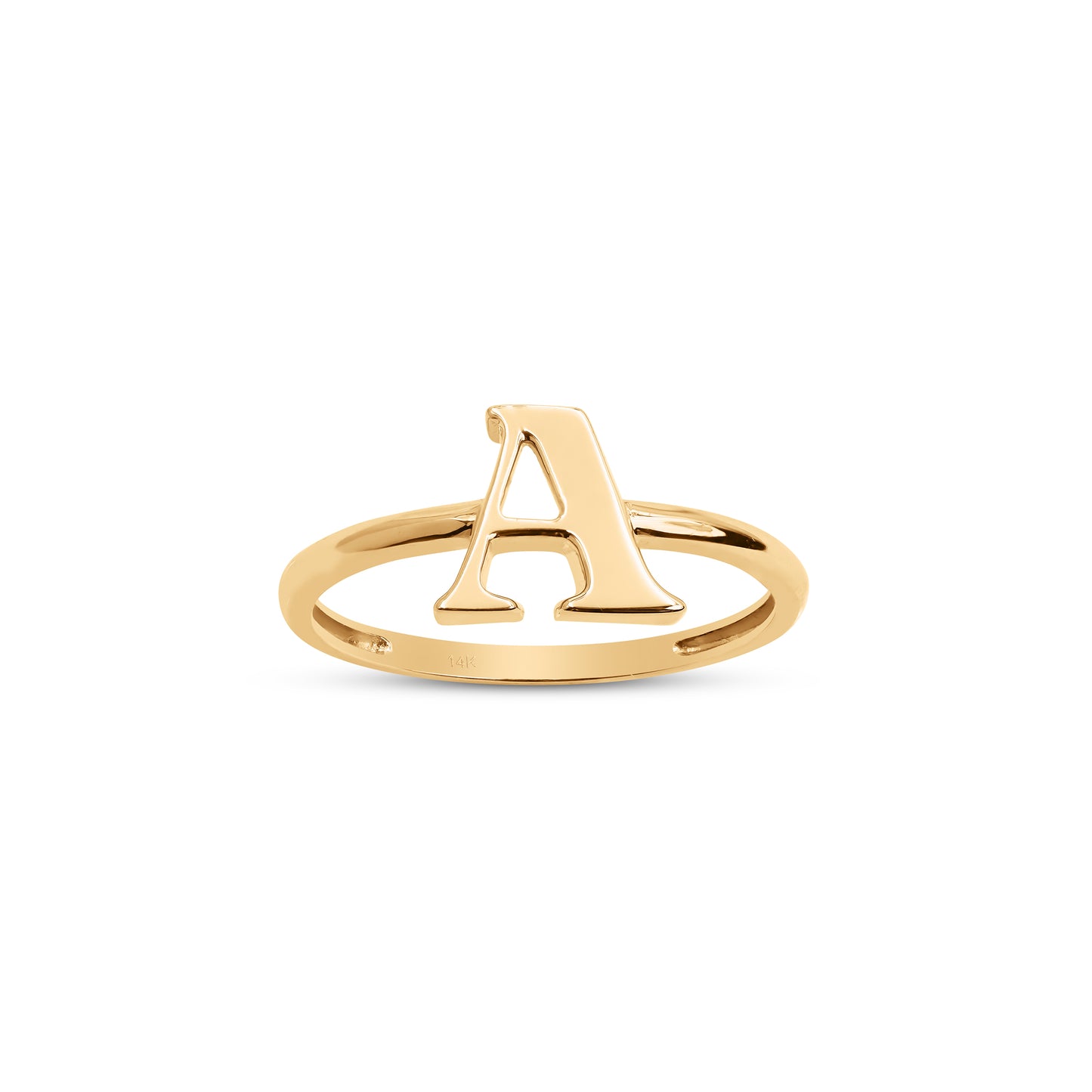 Solid 14k Gold Bold Initial Rings - Polished Initials - Genuine Gold - Everlasting & Meaningful - Perfect Gift