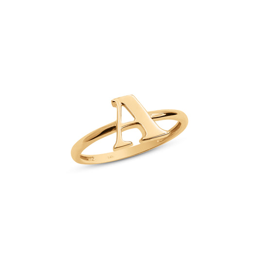 Solid 14k Gold Bold Initial Rings - Polished Initials - Genuine Gold - Everlasting & Meaningful - Perfect Gift