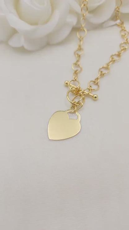 14K Yellow Gold Toggle Heart Necklace - Fancy jewelry - Fine jewelry - Everlasting -