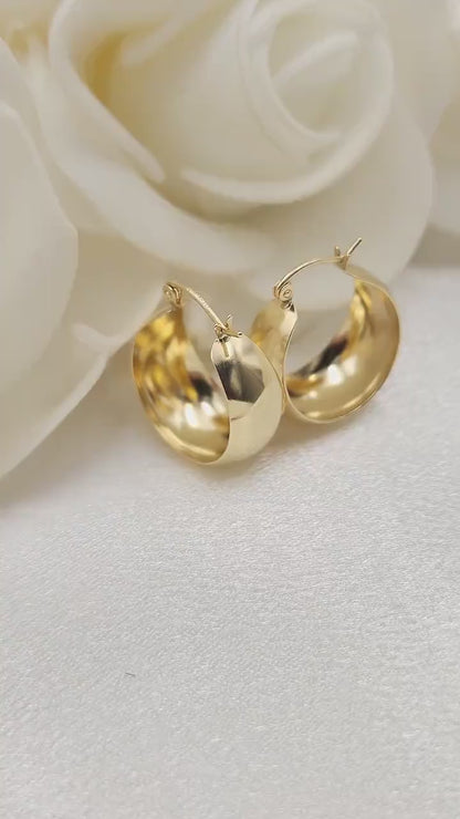 Stunning solid 14k Gold Small Extra Thick Polished Hoops Earrings - 10MM Thick - Elegant & Versatile - Perfect Gift