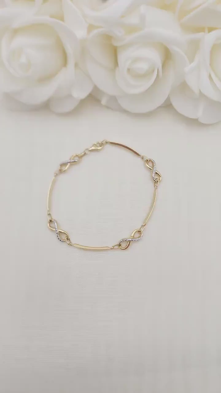 14k Gold Infinity Bracelet - 7.5 Inches - Modern Jewelry - For Her