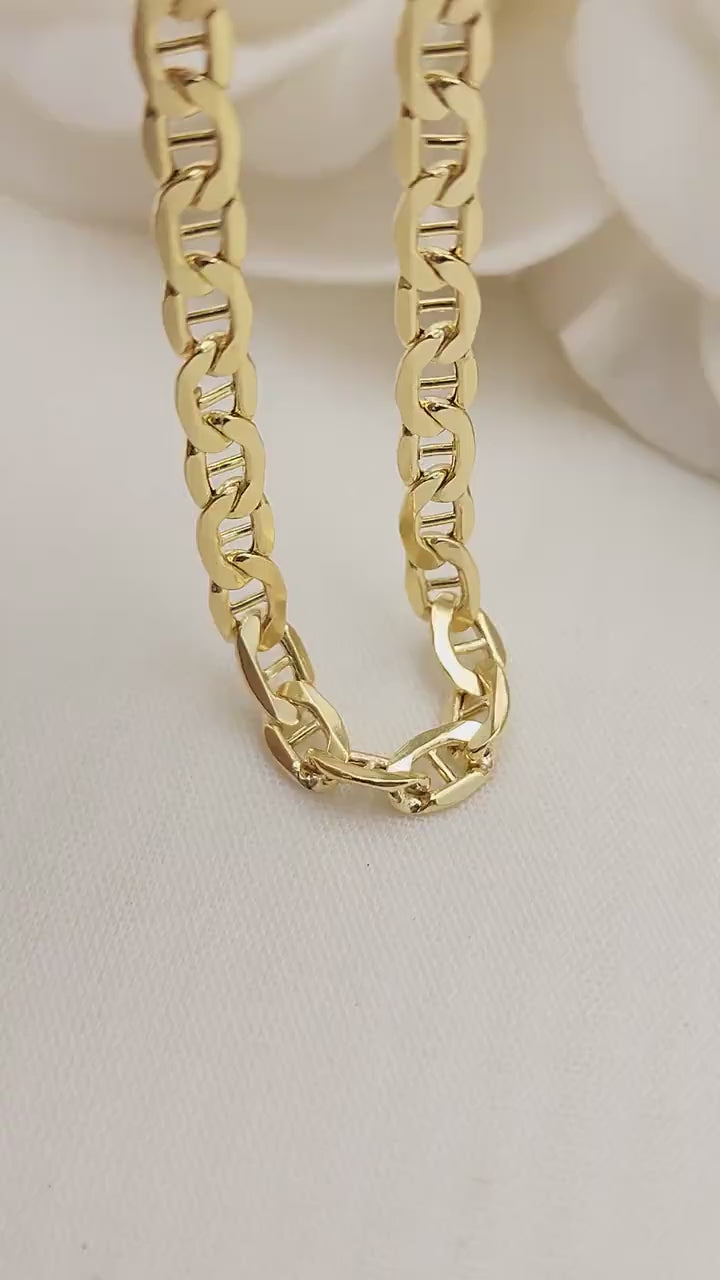 Real 14k Gold Mariner Link Bracelet - Anchor Link - 4.6MM - Perfect Gift - Unisex