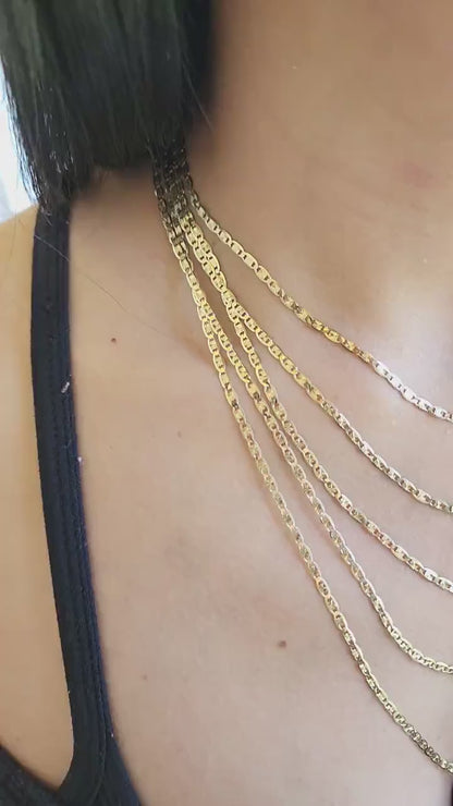 Solid 14k Gold Plain Yellow Valentino Chains - Unisex - For Her/For Him - Shiny & Sparkling