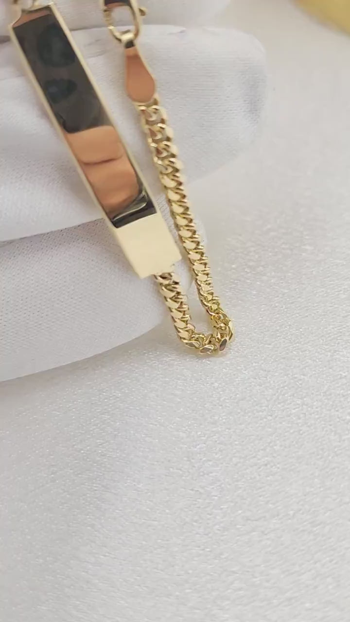 14K Gold Closed Curb Link Baby ID Bracelet -  Personalized Bracelets - For Kids