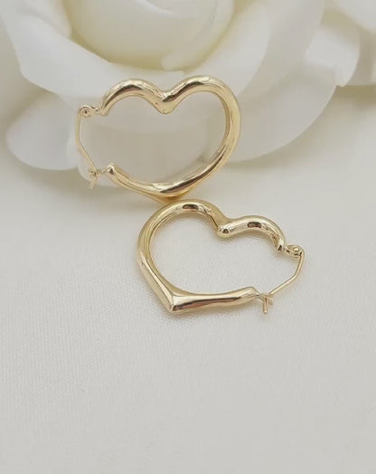 14k Gold Heart Hoop Earrings - Perfect For Everyday - Fine Jewelry For her