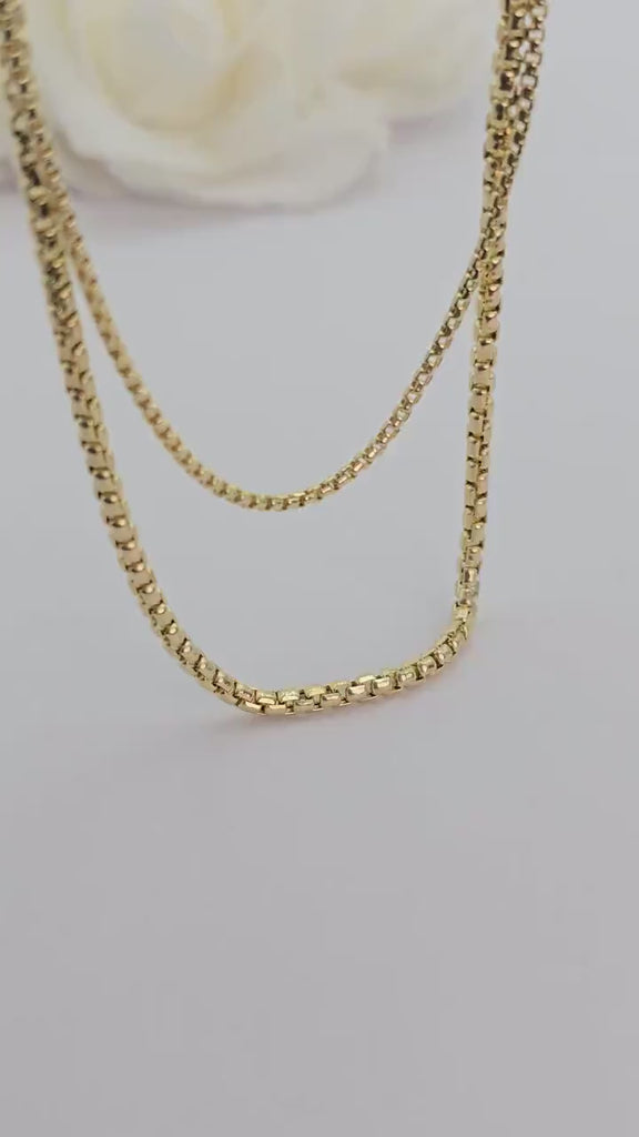 Solid 14k Gold Round Box Chain - 1.8MM & 2.8MM - Solid Link - Fine and Elegant - Unisex