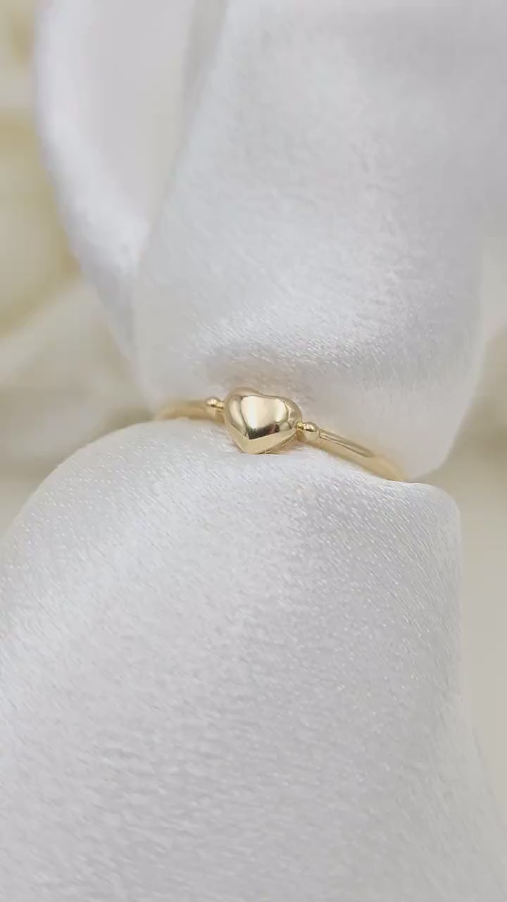 Dainty Solid 14k Gold Polished Heart Ring - Stackable Ring - Fine and modern