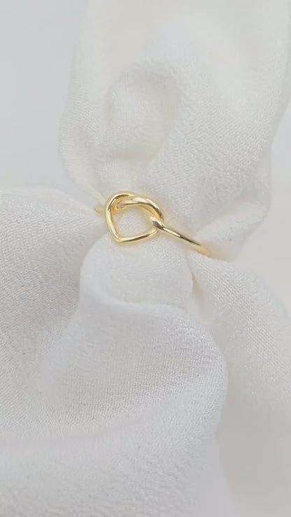 Dainty 14k Gold Knot Heart Ring - Minimalist Jewelry For Her - Cute & Elegant