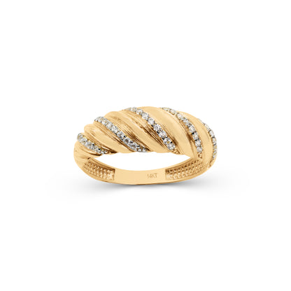 Solid 14k Gold Pave Croissant Ring - Elegant & Shiny Gold Ring - Perfect Gift For Her - Briza Fine Jewelry